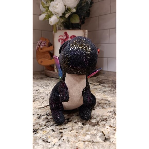 TY Dragon Anora Black Plush Stuffed Animal Cute Sparkly Rainbow Collectable - Picture 2 of 13